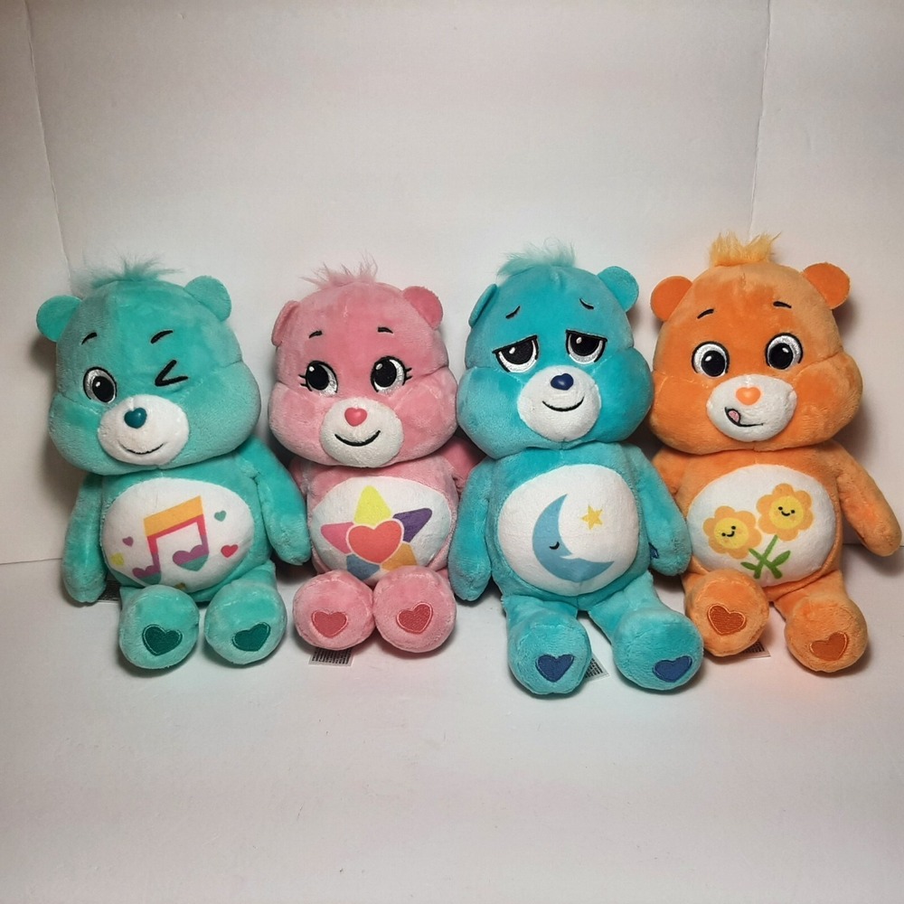 9.5" Care Bear Lot of 4 Plush Basic Fun 2022 Bedtime True Heart Friendship HSong